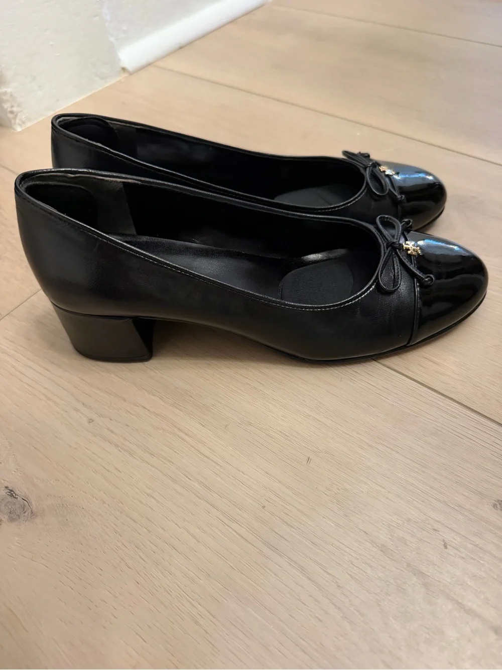 Tory Burch Black Patent Leather Heeled Ballet Flats